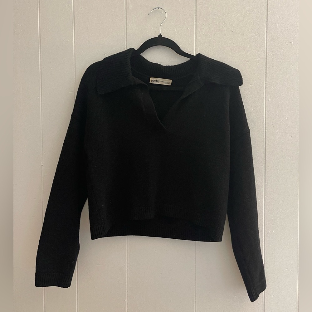 XS ELODIE Black Collared Sweater